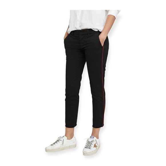 NWT Nili Lotan East Hampton Pants - Jet Black With‎ Red Piping, Size 0 - Picture 1 of 16